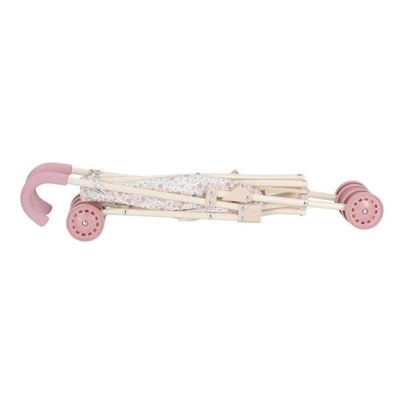 Carrito sillita de muñecas metal Flores rosa Little Dutch