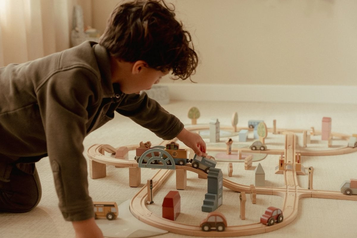 Ciudad sistema de trenes de madera FSC de Little Dutch