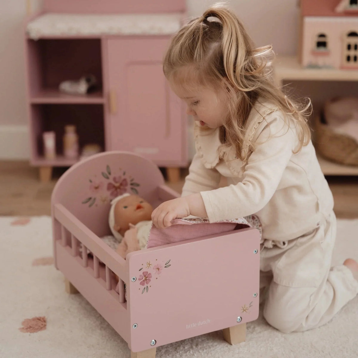 Cama para Muñeca FSC con textil de Little Dutch