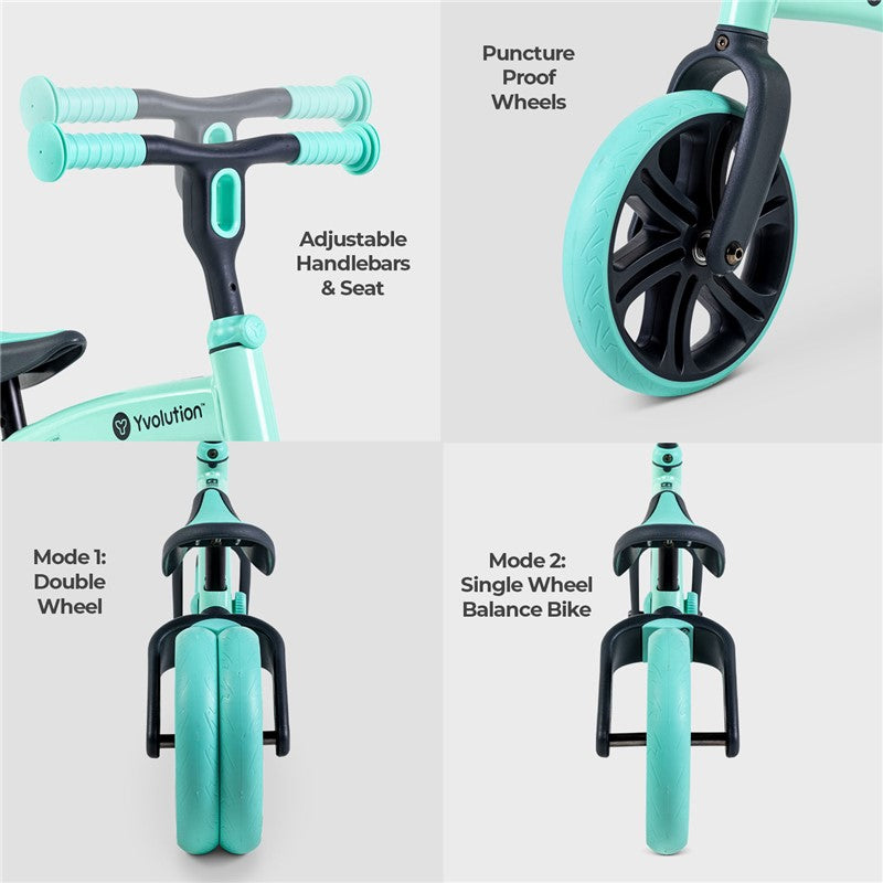 Bicicleta evolutiva de equilibrio Yvelo Junior Verde Yvolution