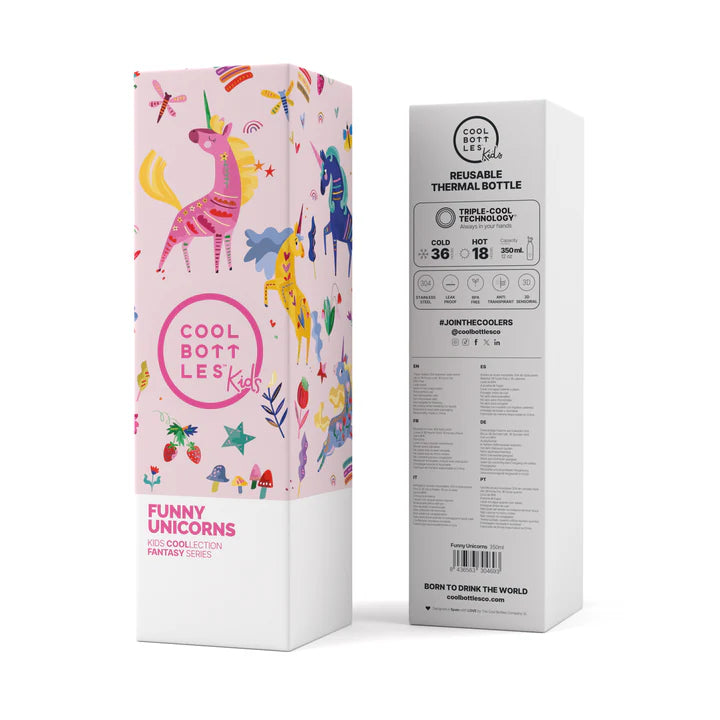 Botella Térmica Acero Cool Bottles Funny Unicorns 350ml
