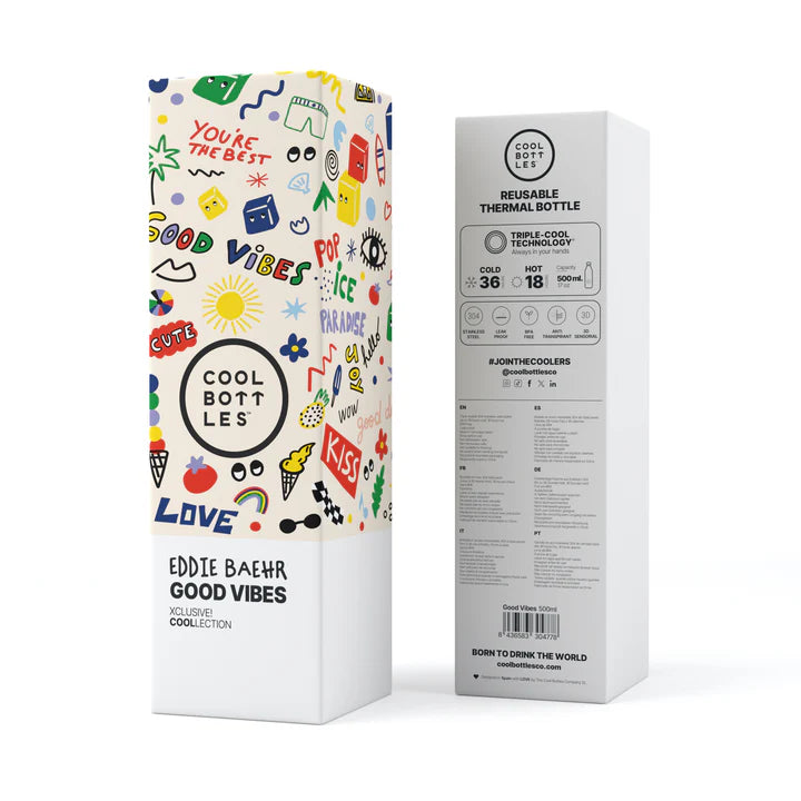 Botella Térmica Acero Cool Bottles Good Vibes 500ml