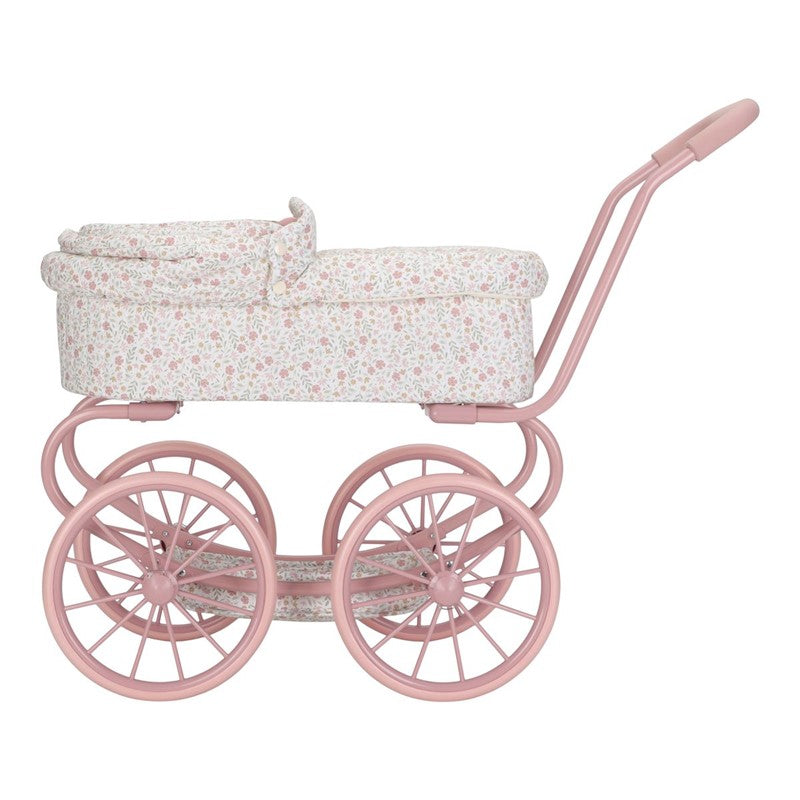 Carrito de paseo de muñecas metal Flores rosa Little Dutch