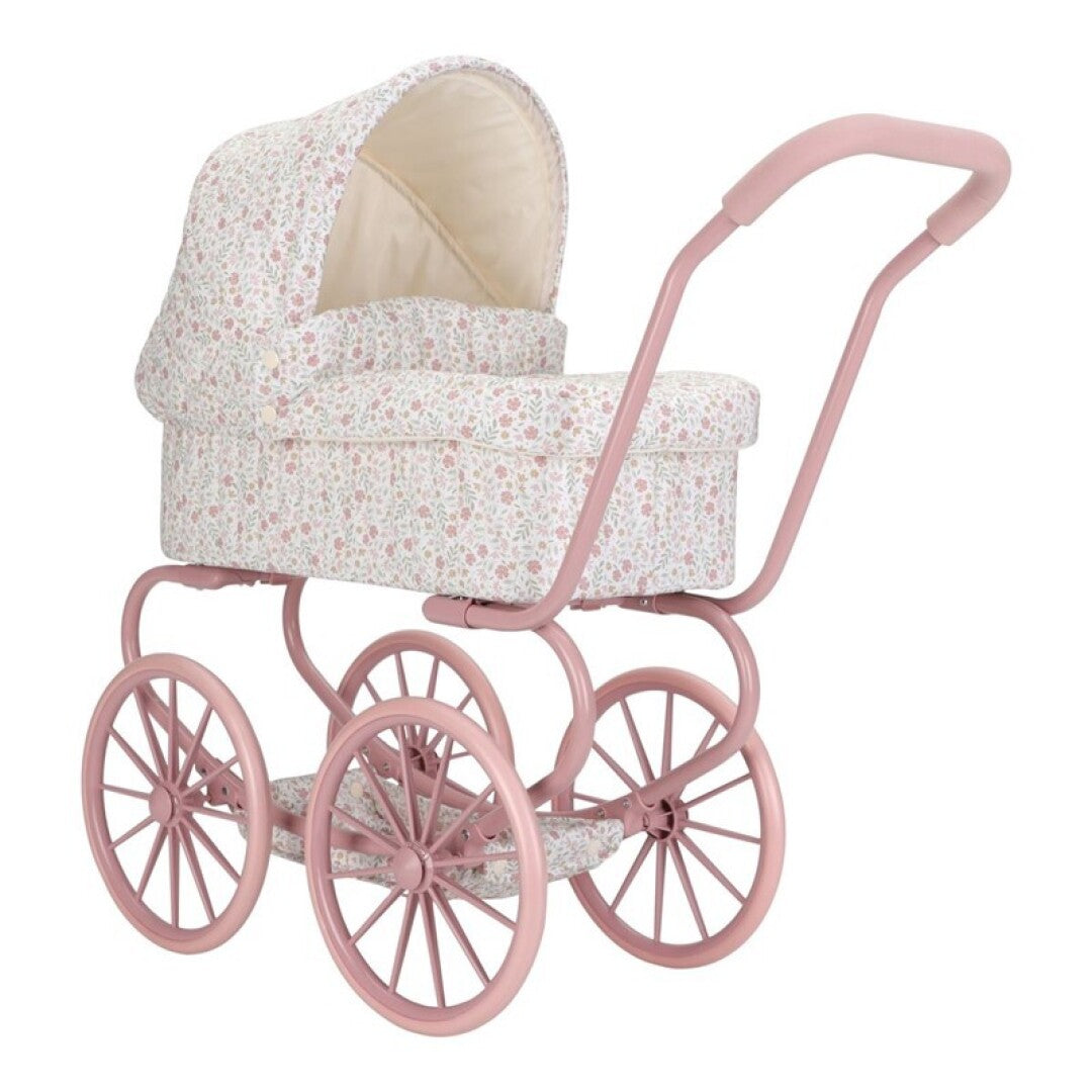 Carrito de paseo de muñecas metal Flores rosa Little Dutch