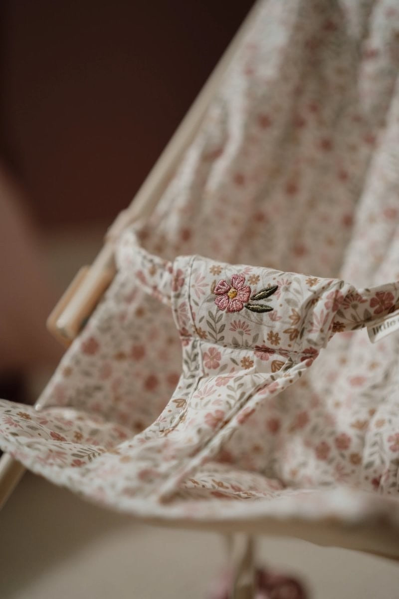 Carrito sillita de muñecas metal Flores rosa Little Dutch