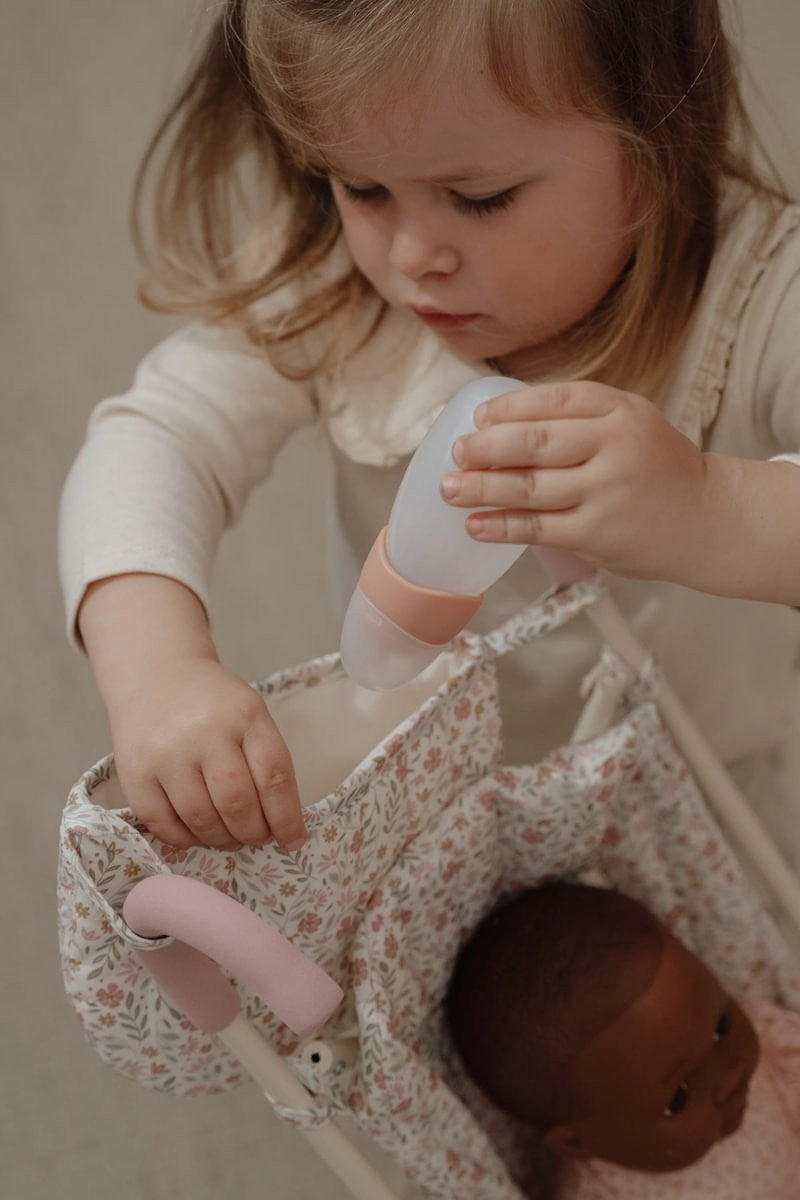 Carrito sillita de muñecas metal Flores rosa Little Dutch