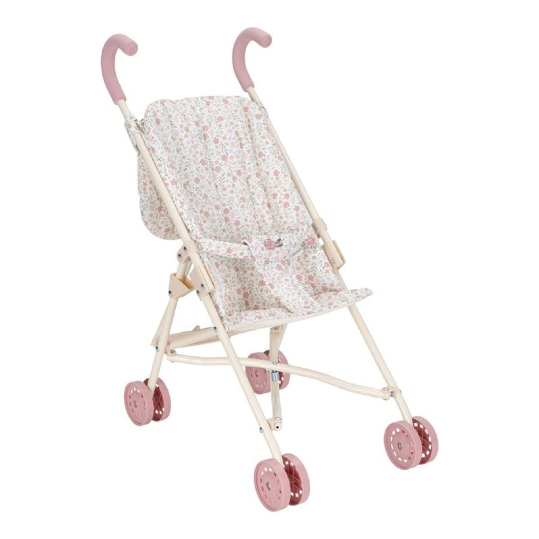Carrito sillita de muñecas metal Flores rosa Little Dutch