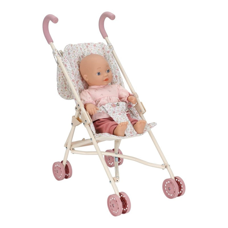 Carrito sillita de muñecas metal Flores rosa Little Dutch