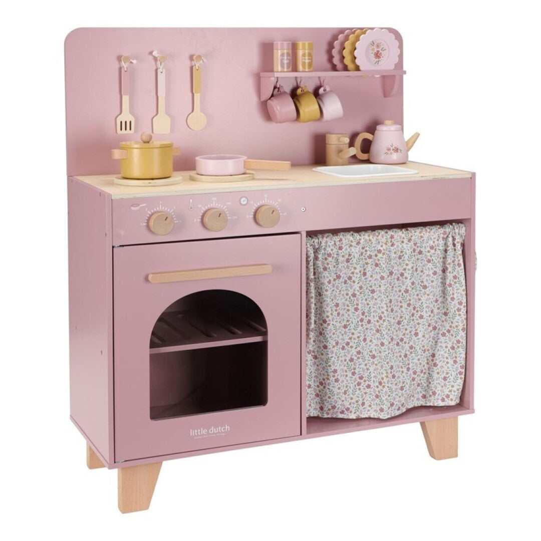 Cocinita rosa madera FSC con accesorios de Little Dutch