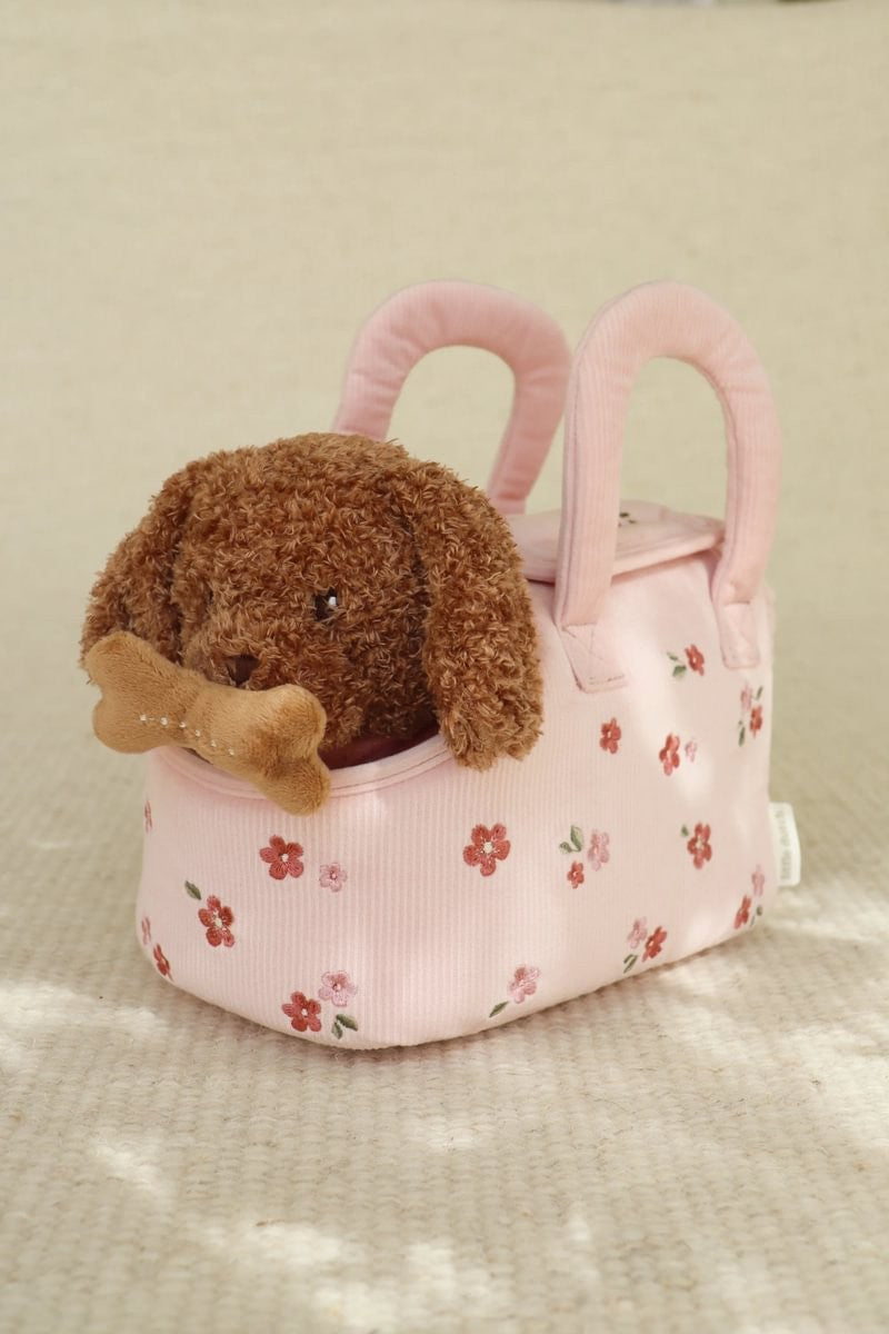 Perrito de peluche Jackie con bolsa Little Dutch