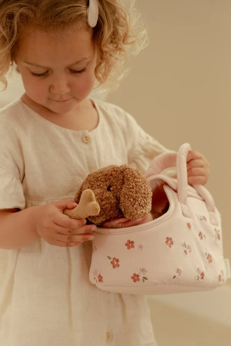 Perrito de peluche Jackie con bolsa Little Dutch