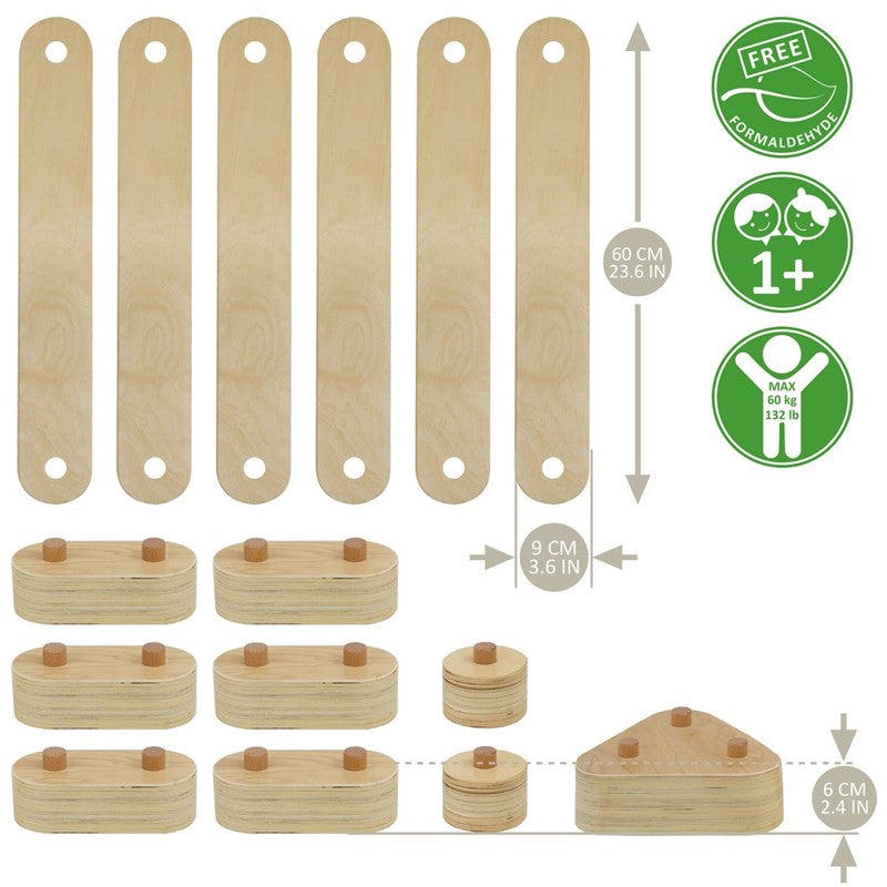 Set circuito de equilibrio de madera Montessori