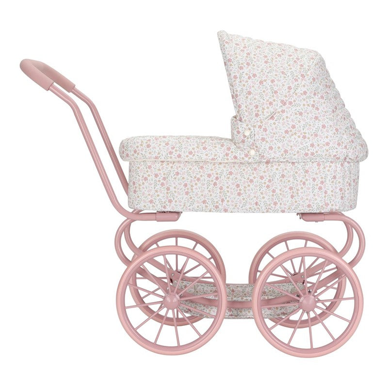 Carrito de paseo de muñecas metal Flores rosa Little Dutch