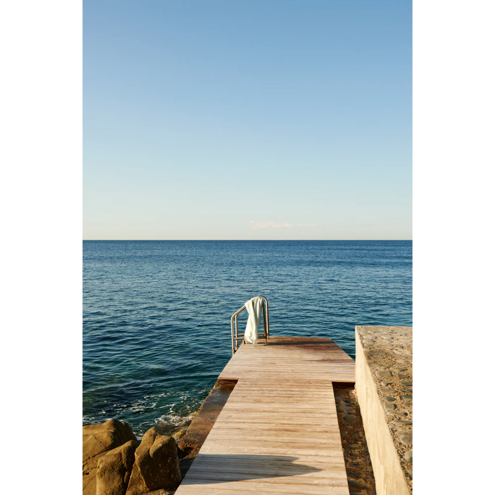 Toalla de playa Mona Azul/creme rayas de Liewood