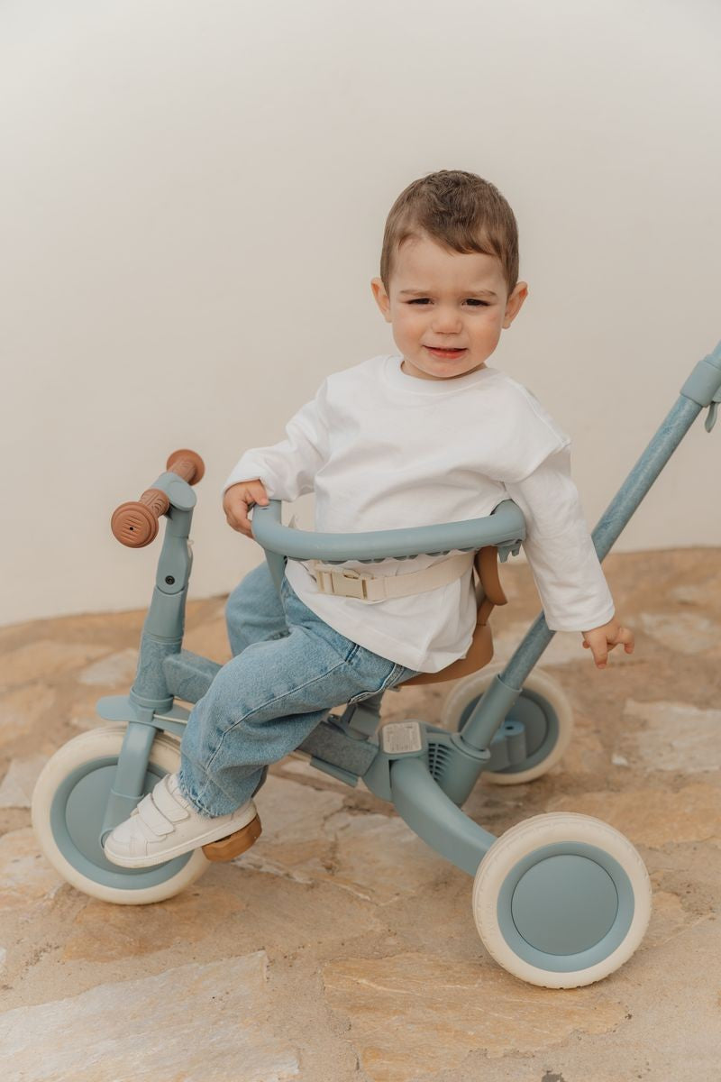 Triciclo infantil 4 en 1 con barra azul safari dreams Little dutch