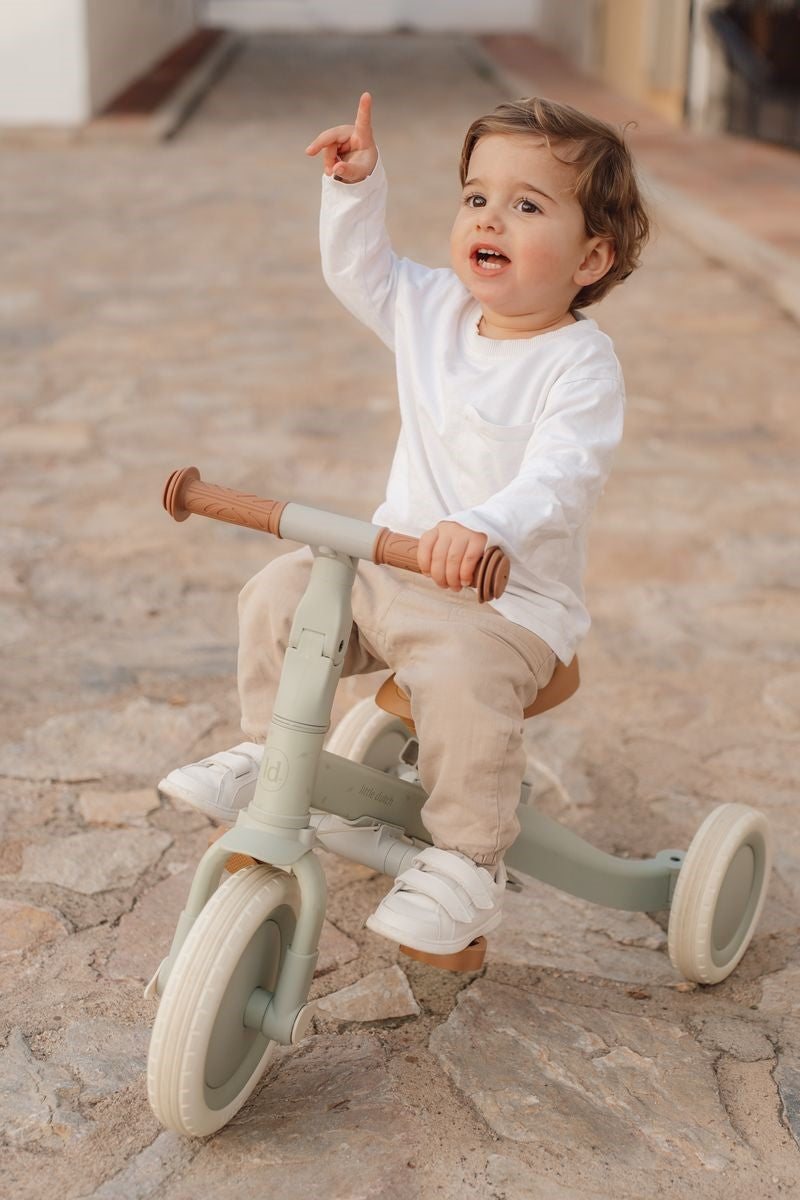 Triciclo infantil 4 en 1 con barra verde Little dutch