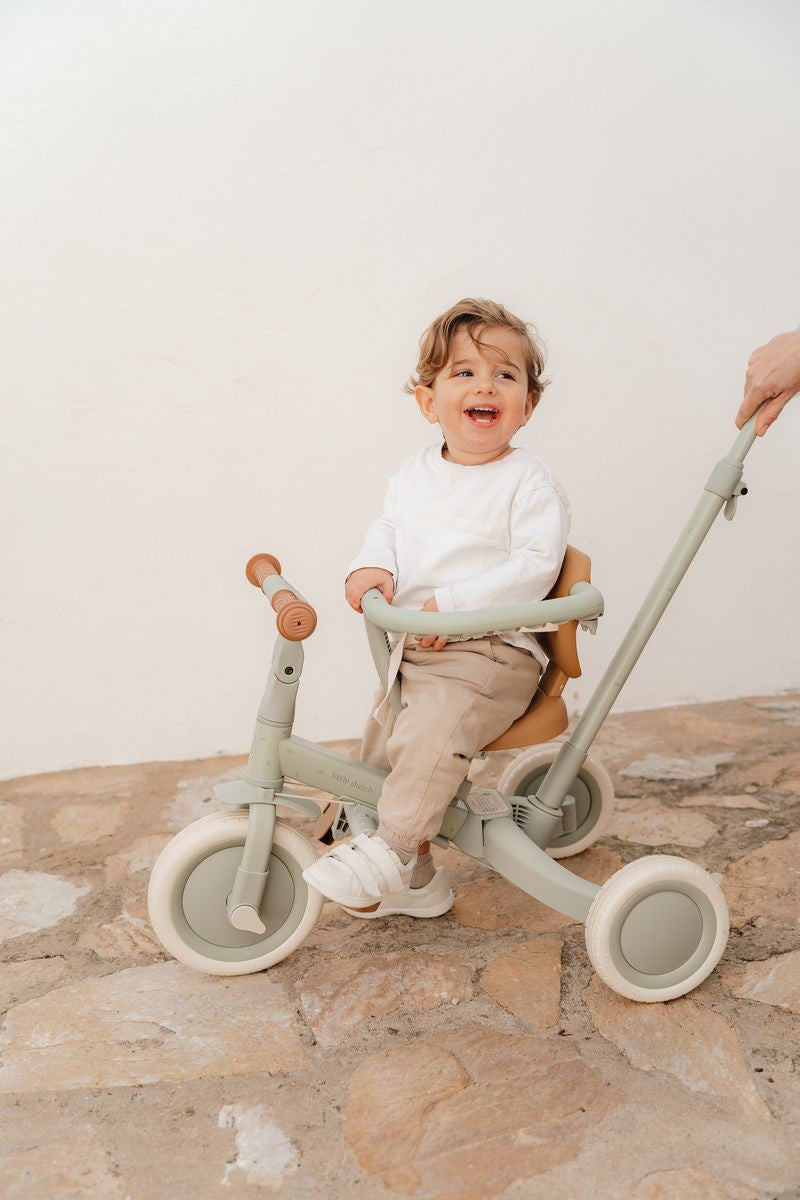 Triciclo infantil 4 en 1 con barra verde Little dutch