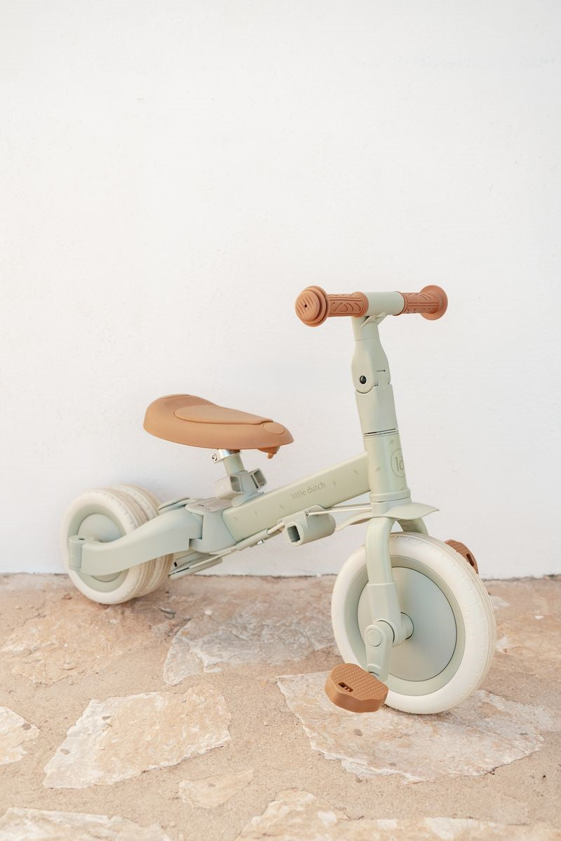 Triciclo infantil 4 en 1 con barra verde Little dutch