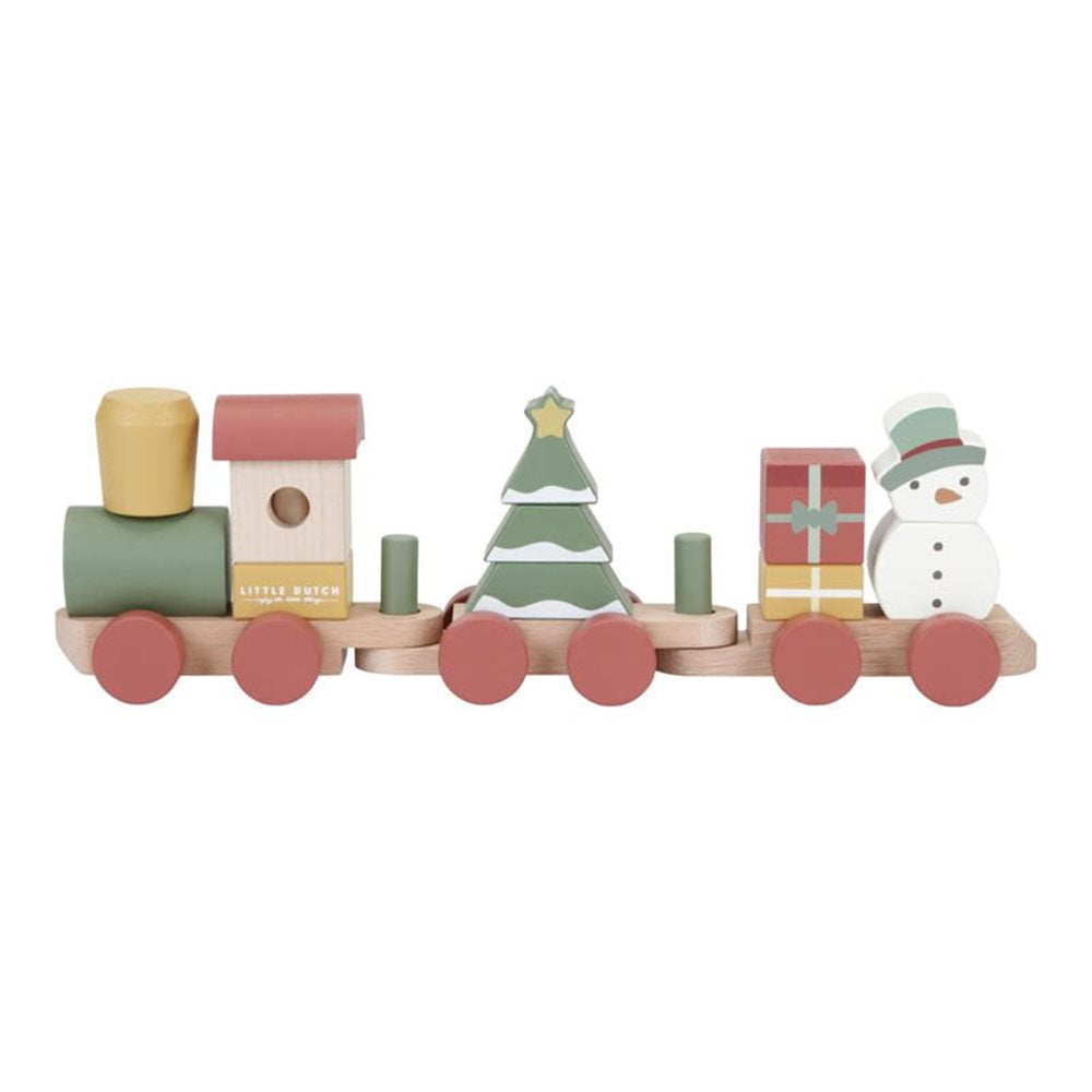 Tren de madera FSC Navidad apilable Little Dutch