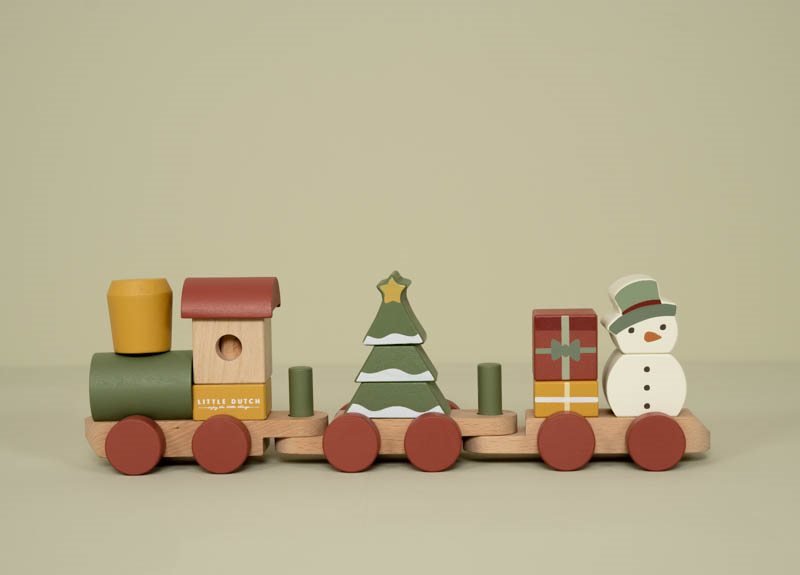 Tren de madera FSC Navidad apilable Little Dutch