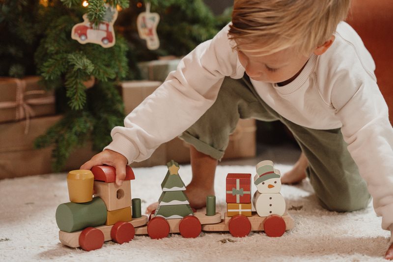 Tren de madera FSC Navidad apilable Little Dutch
