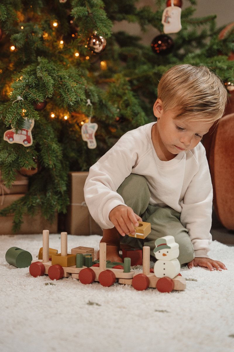 Tren de madera FSC Navidad apilable Little Dutch