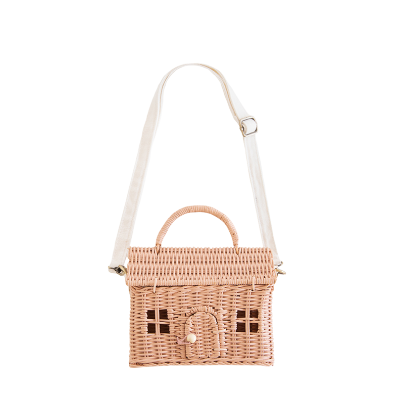 Bolso casa de ratán Rosa Olli Ella