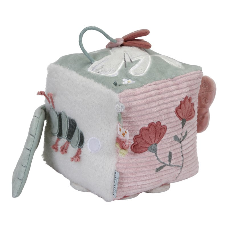 Cubo blandito de actividades Flores y Mariposas rosa Little Dutch