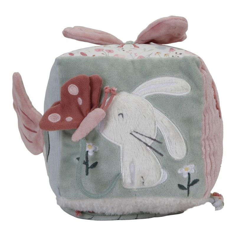 Cubo blandito de actividades Flores y Mariposas rosa Little Dutch