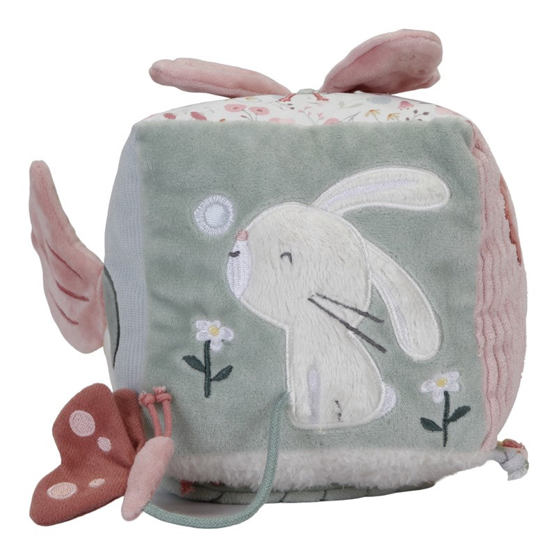 Cubo blandito de actividades Flores y Mariposas rosa Little Dutch