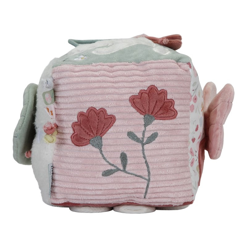 Cubo blandito de actividades Flores y Mariposas rosa Little Dutch