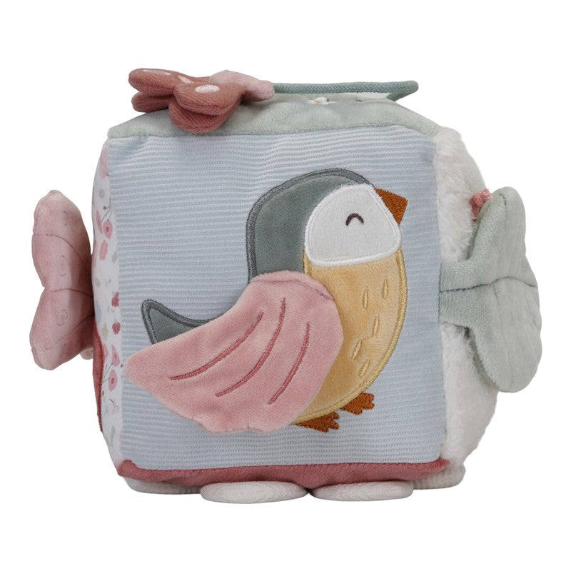 Cubo blandito de actividades Flores y Mariposas rosa Little Dutch