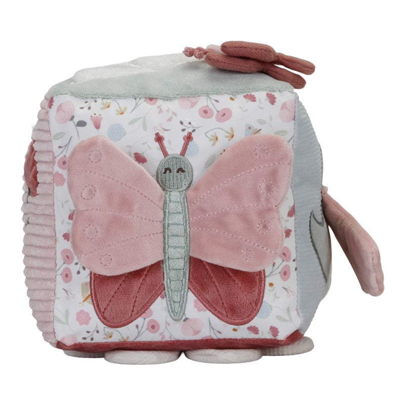 Cubo blandito de actividades Flores y Mariposas rosa Little Dutch