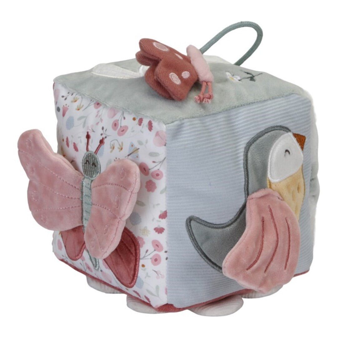 Cubo blandito de actividades Flores y Mariposas rosa Little Dutch