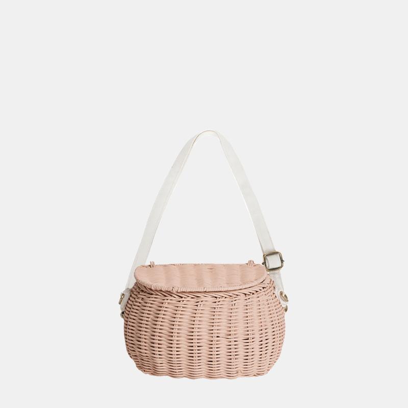 Bolso cesta Mini Chari ratán Rosa Olli Ella