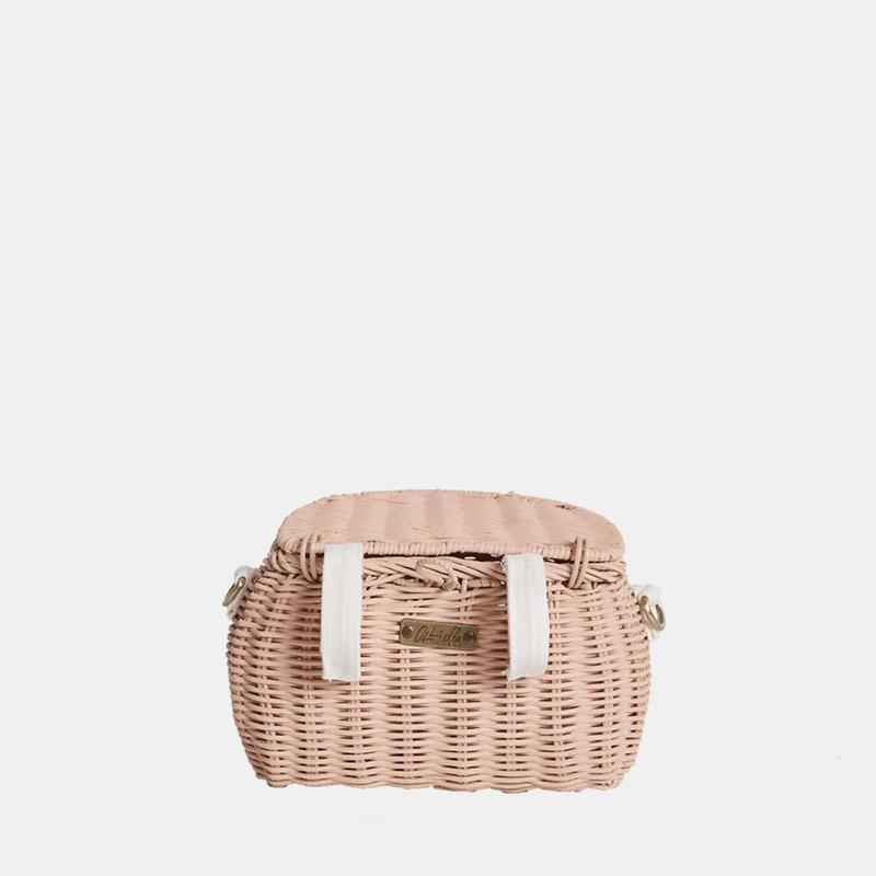 Bolso cesta Mini Chari ratán Rosa Olli Ella