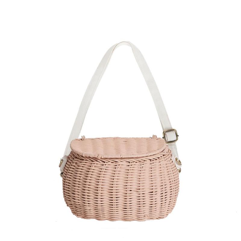 Bolso cesta Mini Chari ratán Rosa Olli Ella