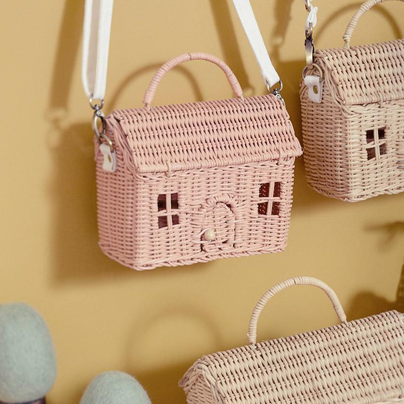 Bolso casa de ratán Rosa Olli Ella