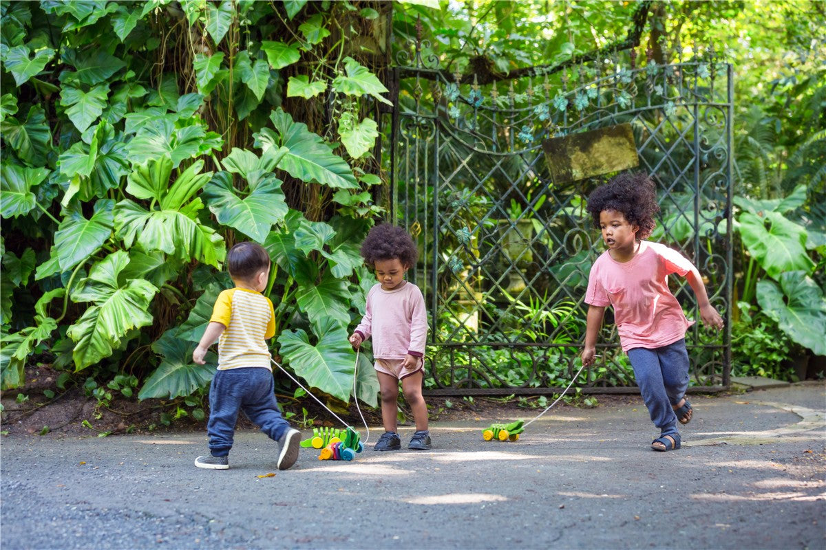 Arrastre de madera Cocodrilo arco iris - Plantoys