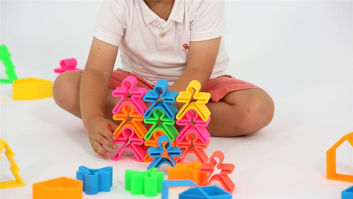 Kit Dena 6 Kids + 6 Houses + 6 Trees colores neón