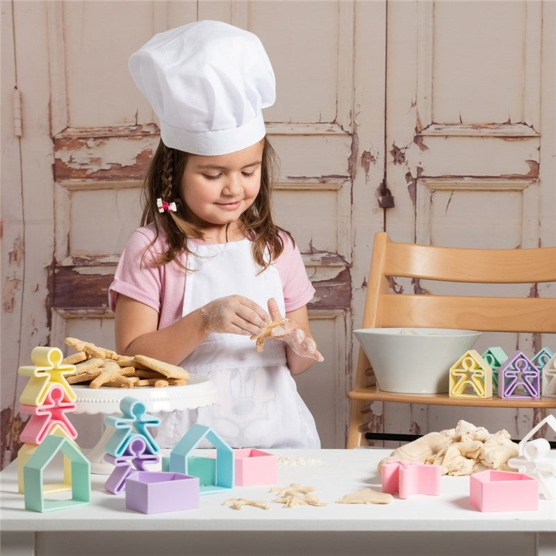 Kit Dena 6 Kids + 6 Houses + 6 Trees colores Pastel