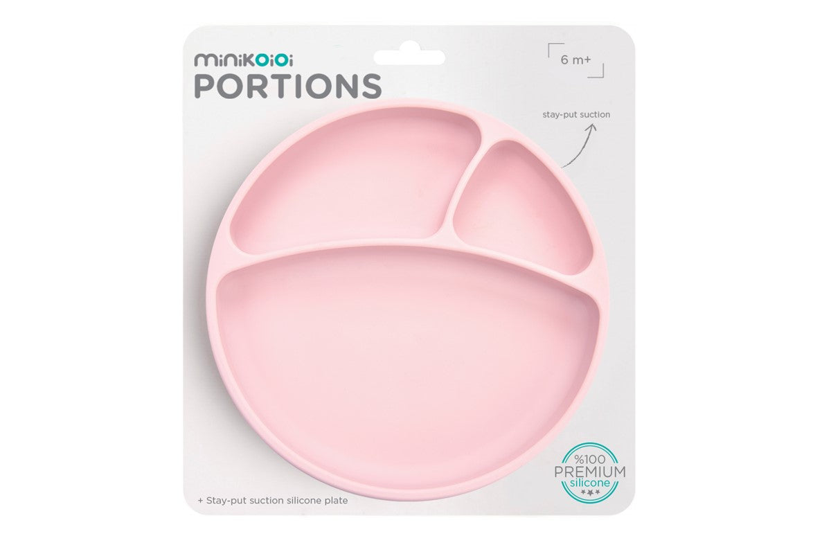 Portions Plato rosa de 3 secciones de MiniKoioi