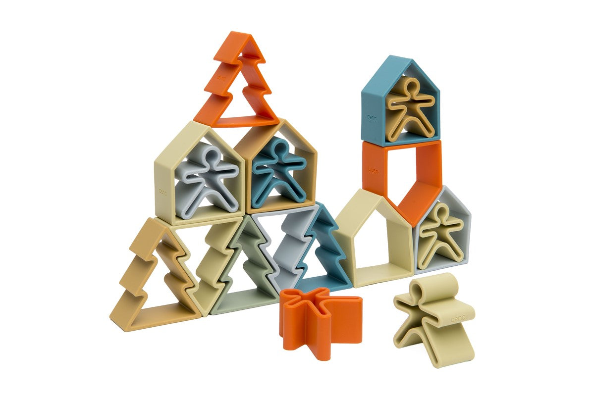 Kit Dena 6 Kids + 6 Houses + 6 Trees colores Nature