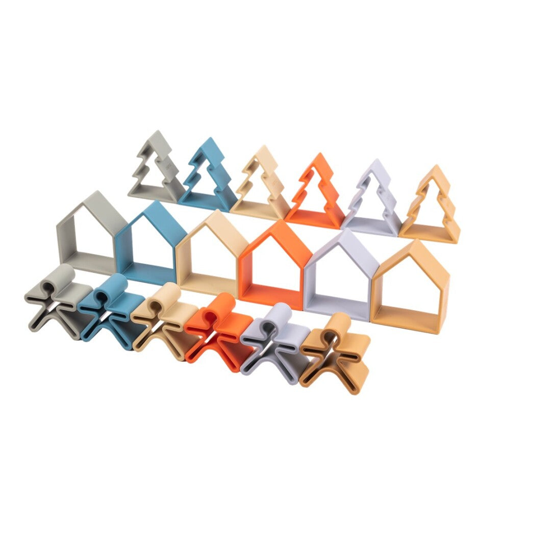 Kit Dena 6 Kids + 6 Houses + 6 Trees colores Nature