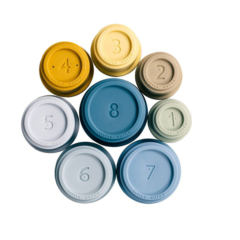 Juego de 8 Cubos Apilables Azul Little Dutch