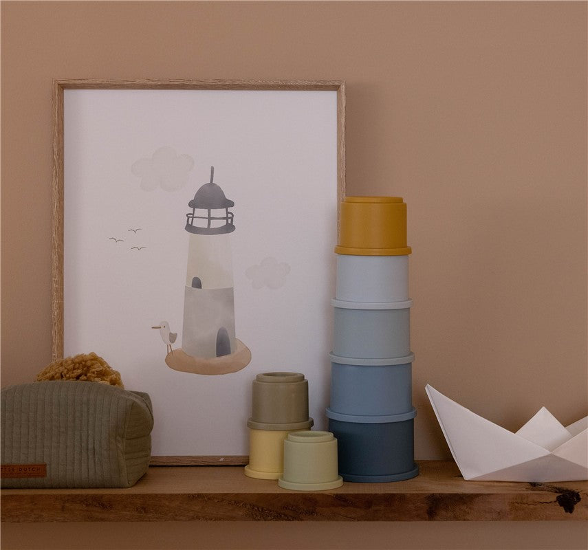 Juego de 8 Cubos Apilables Azul Little Dutch