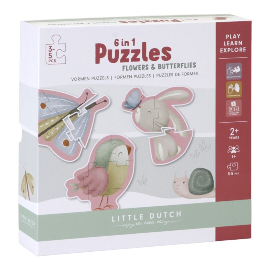 Puzzle Flores y Mariposas 6 en 1 de Little Dutch