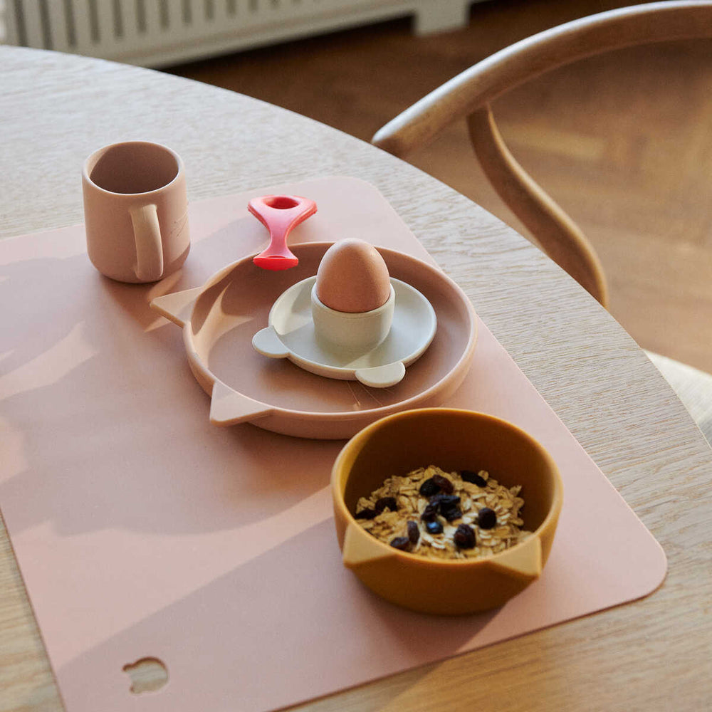 Set Vajilla Vivi Cat Rosa Silicona de Liewood