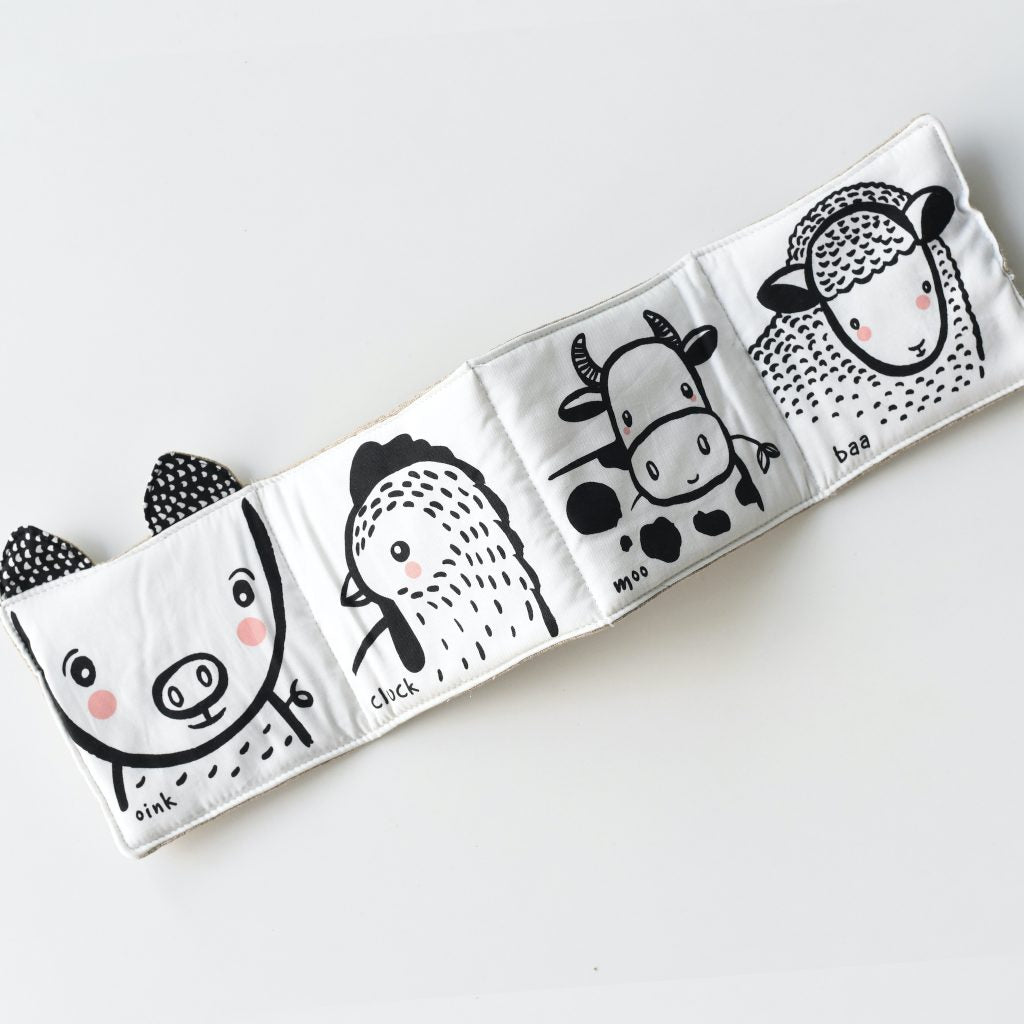 Libro blando de algodón  Friendly Faces - Granja Wee Gallery