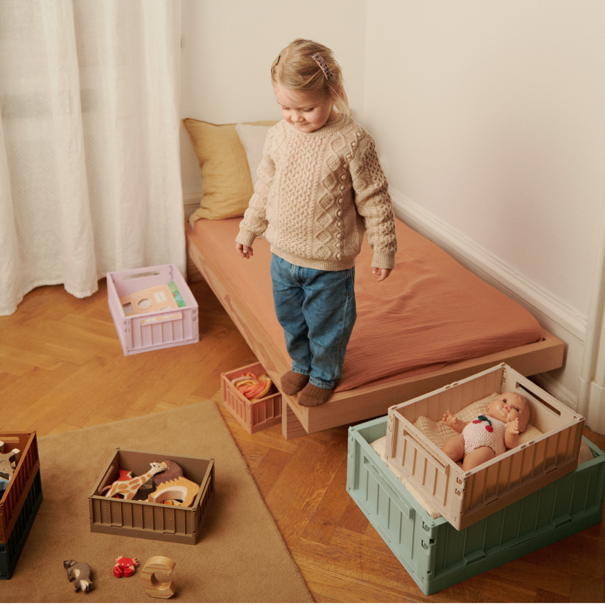 Pack de 2 Caja Plegable Mediana Weston Rosa de Liewood